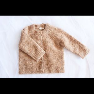 Toddler Girl Fluffy Teddy Cardigan Tan Color